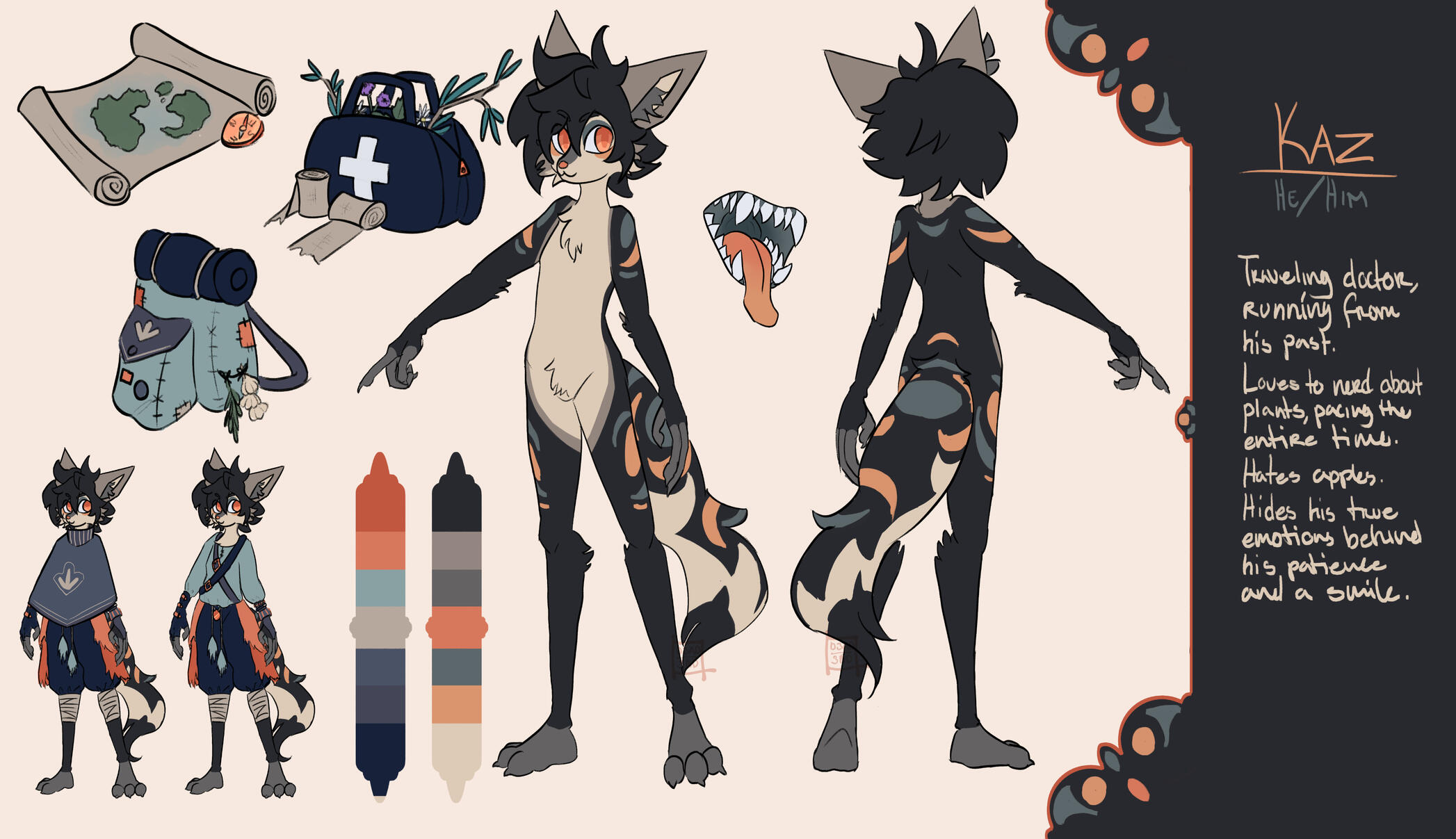 Refsheet, +1 small outfit change, +2 items, +mouth view, character owned by me Refsheet, +1 small outfit change, +2 items, +mouth view, character owned by me